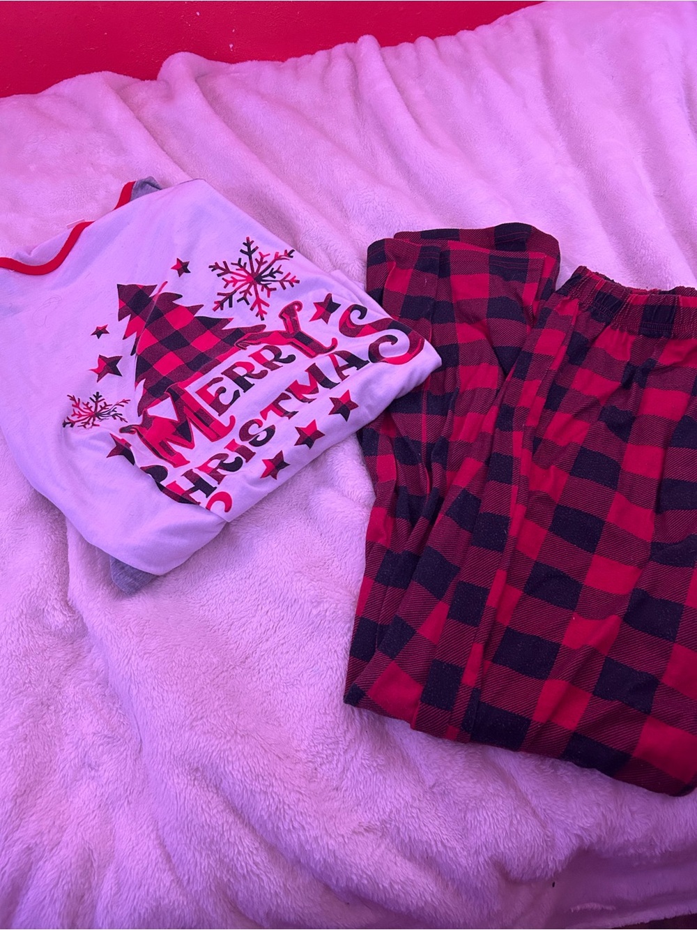 Women's Red Buffalo Plaid Christmas Pajama Set